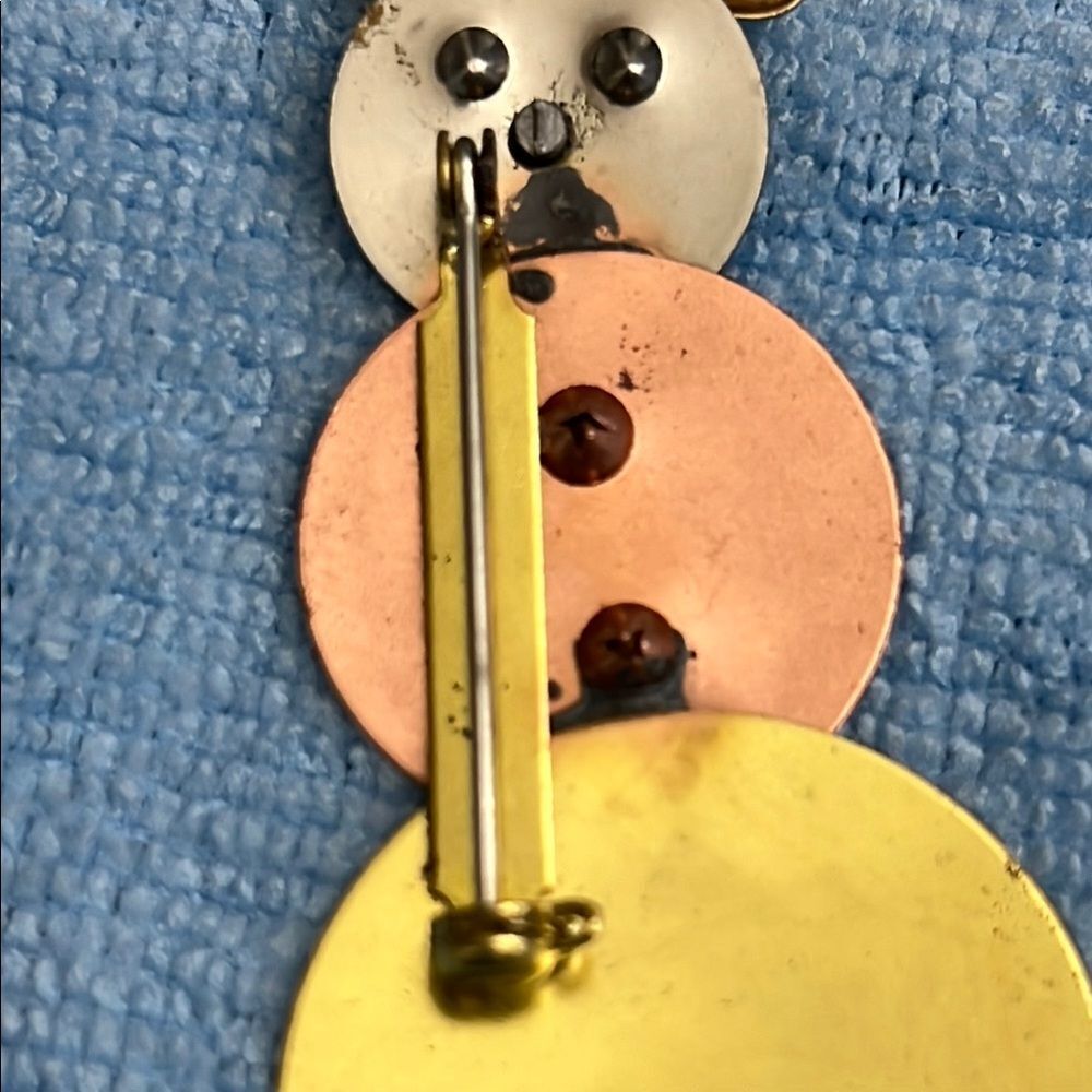 Metallic Snowman Brooch with Rhinestones - Picture 5 of 6